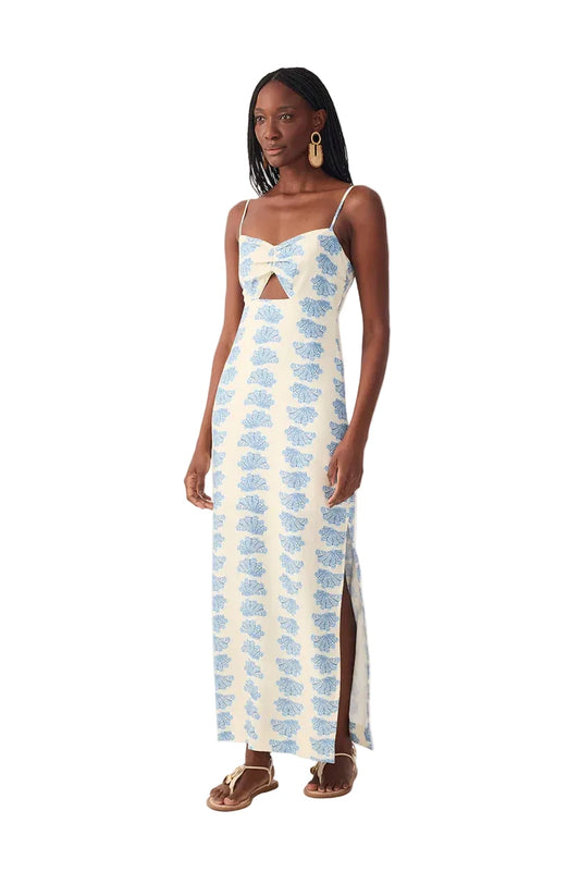Off-white Aquarium Cut-out Sleeveless Linen Maxi Dress