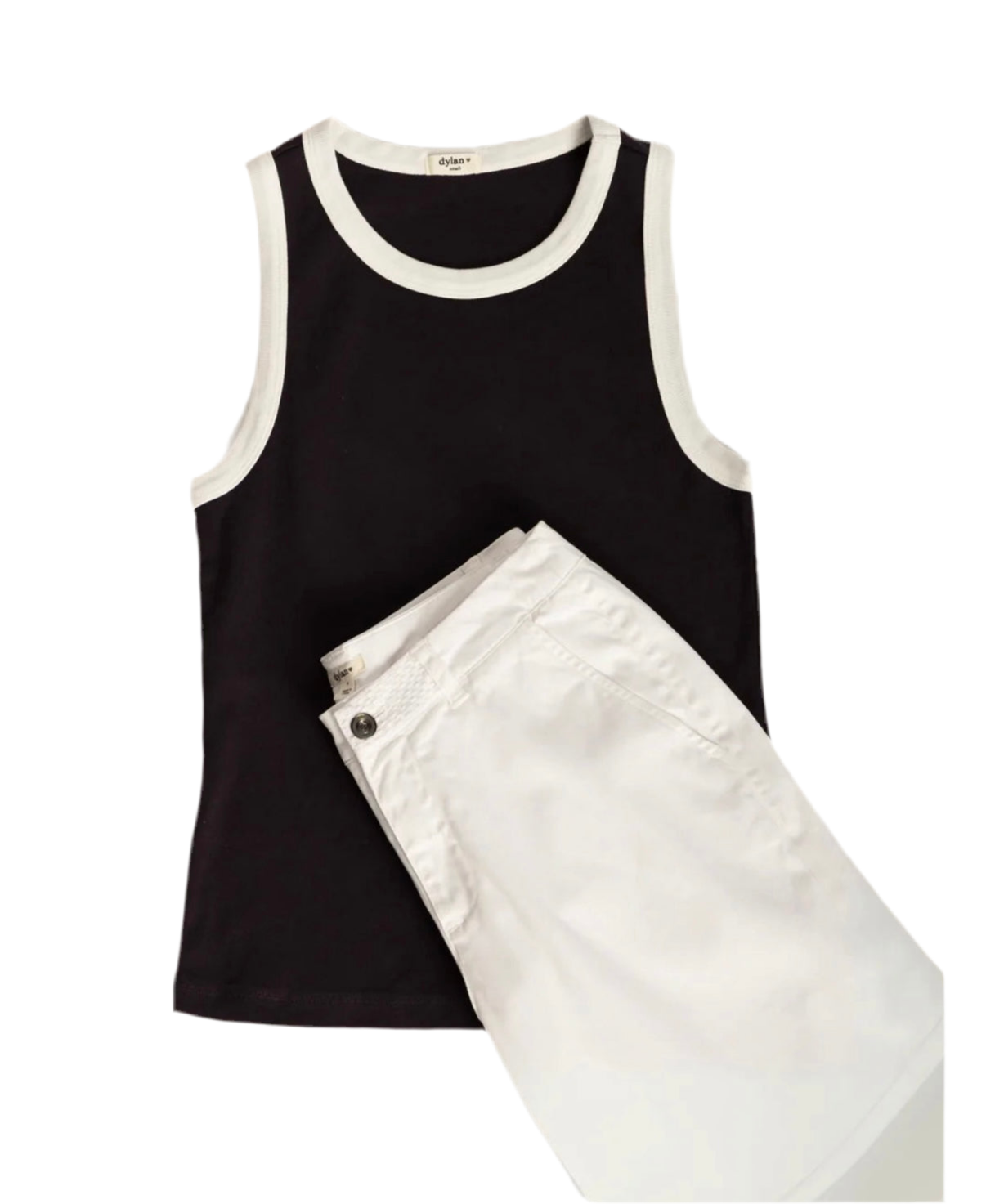 Contrast Rib Tank- Black/White