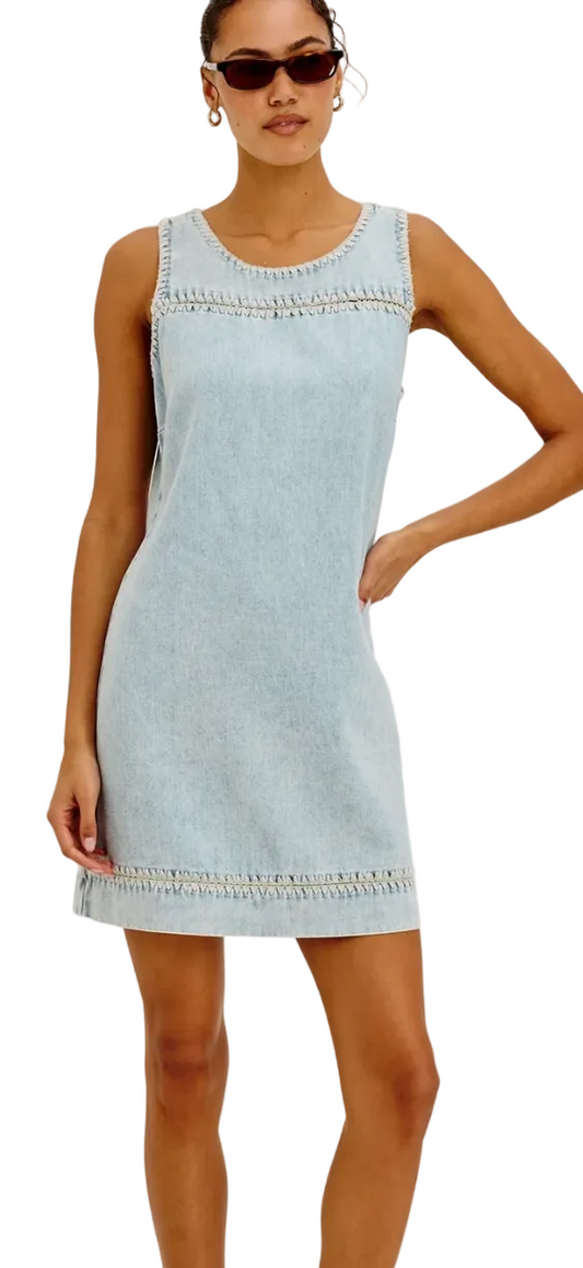 Lindsey Shift Dress- Bleached Indigo