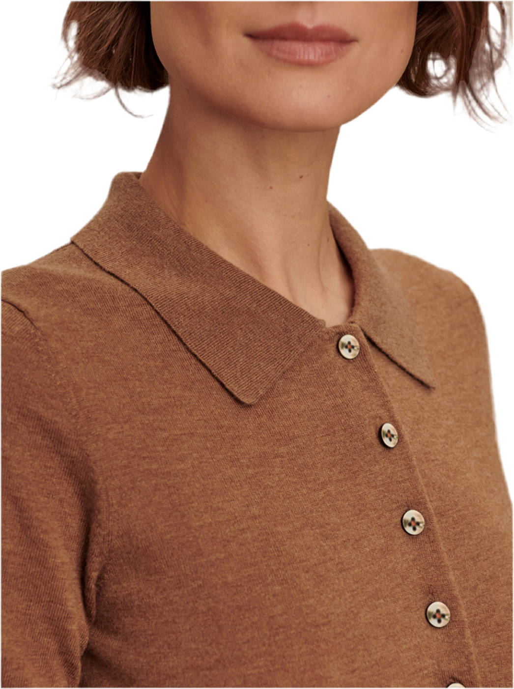 Toni Fine Knit Polo- Deep Sand