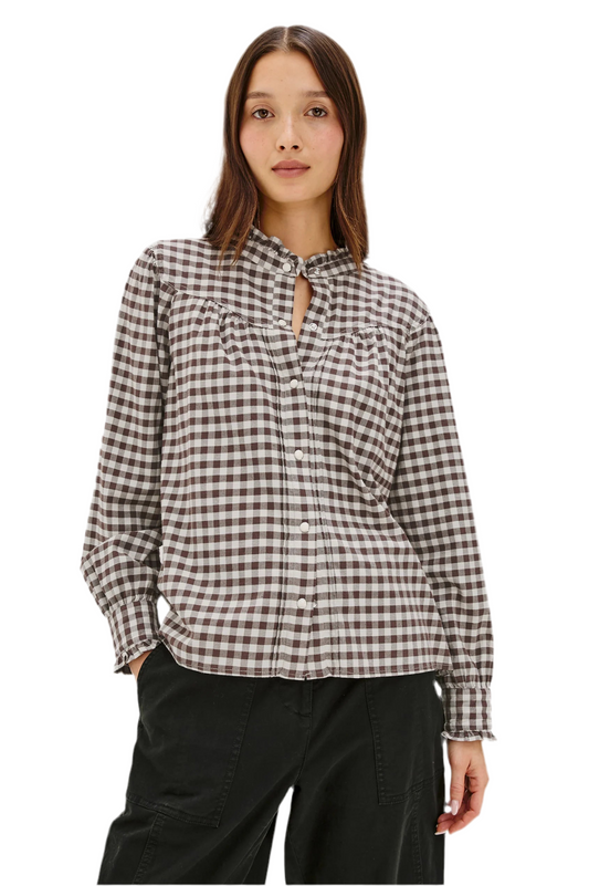 Alanna Checkered Top- Chocolate Chip