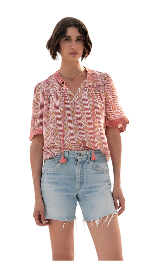 Meghry Retro Floral Block Top