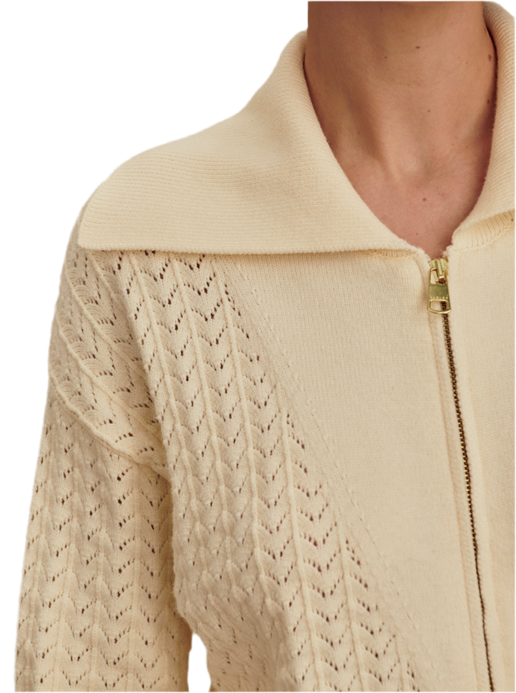 Arney Half Zip Knit Polo- Egret