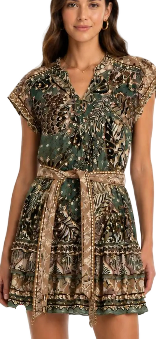 Dotted Foliage Mini Dress