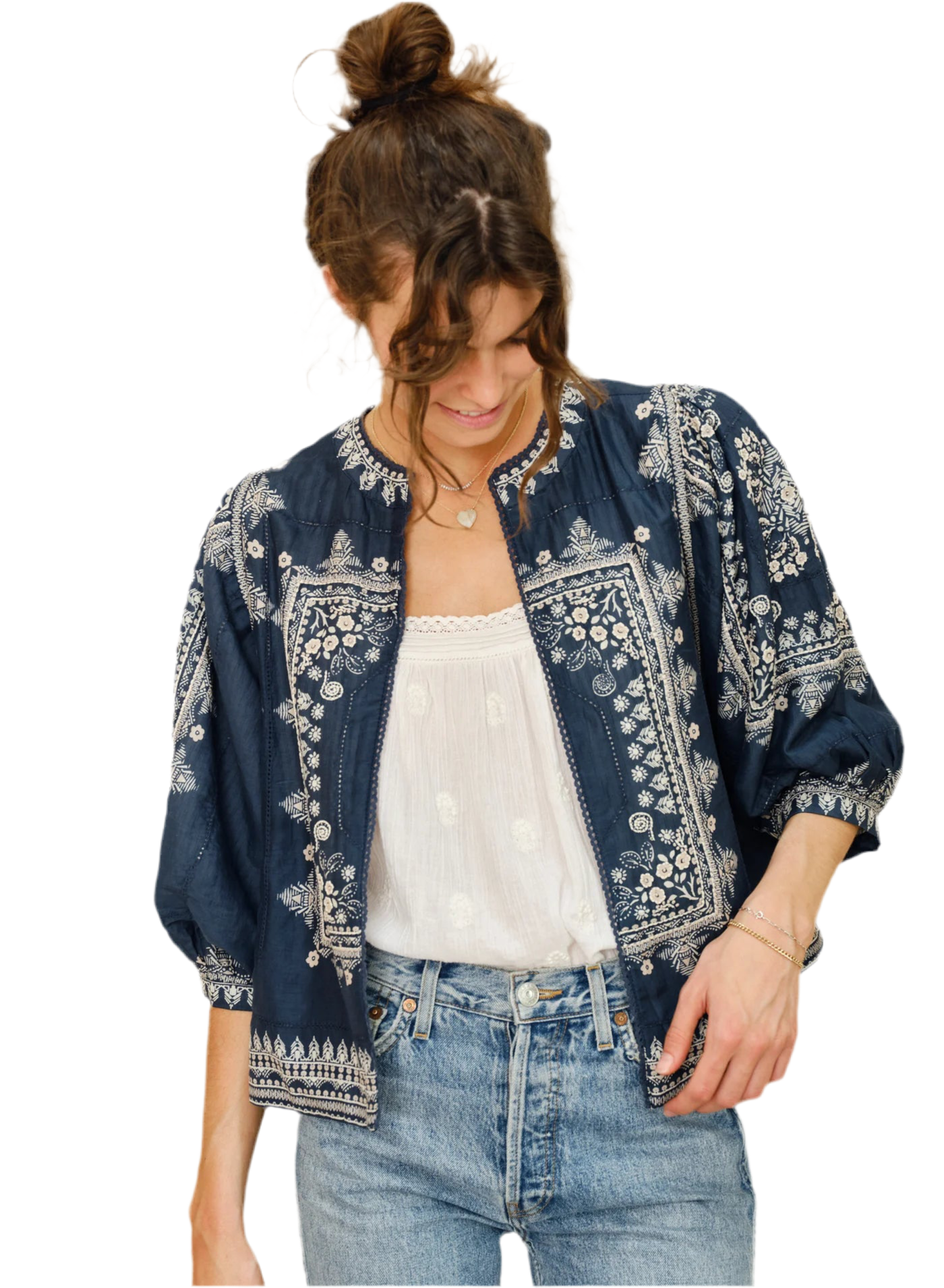 Eden Print Jacket- Indigo