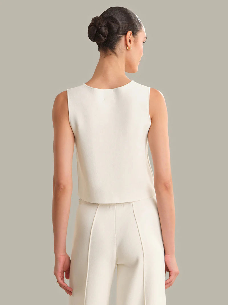 Francesca Button Front Vest- Chalk