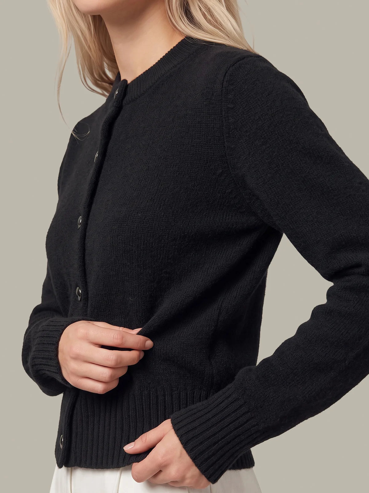 James Fuzzy Button Down Cardi- Black