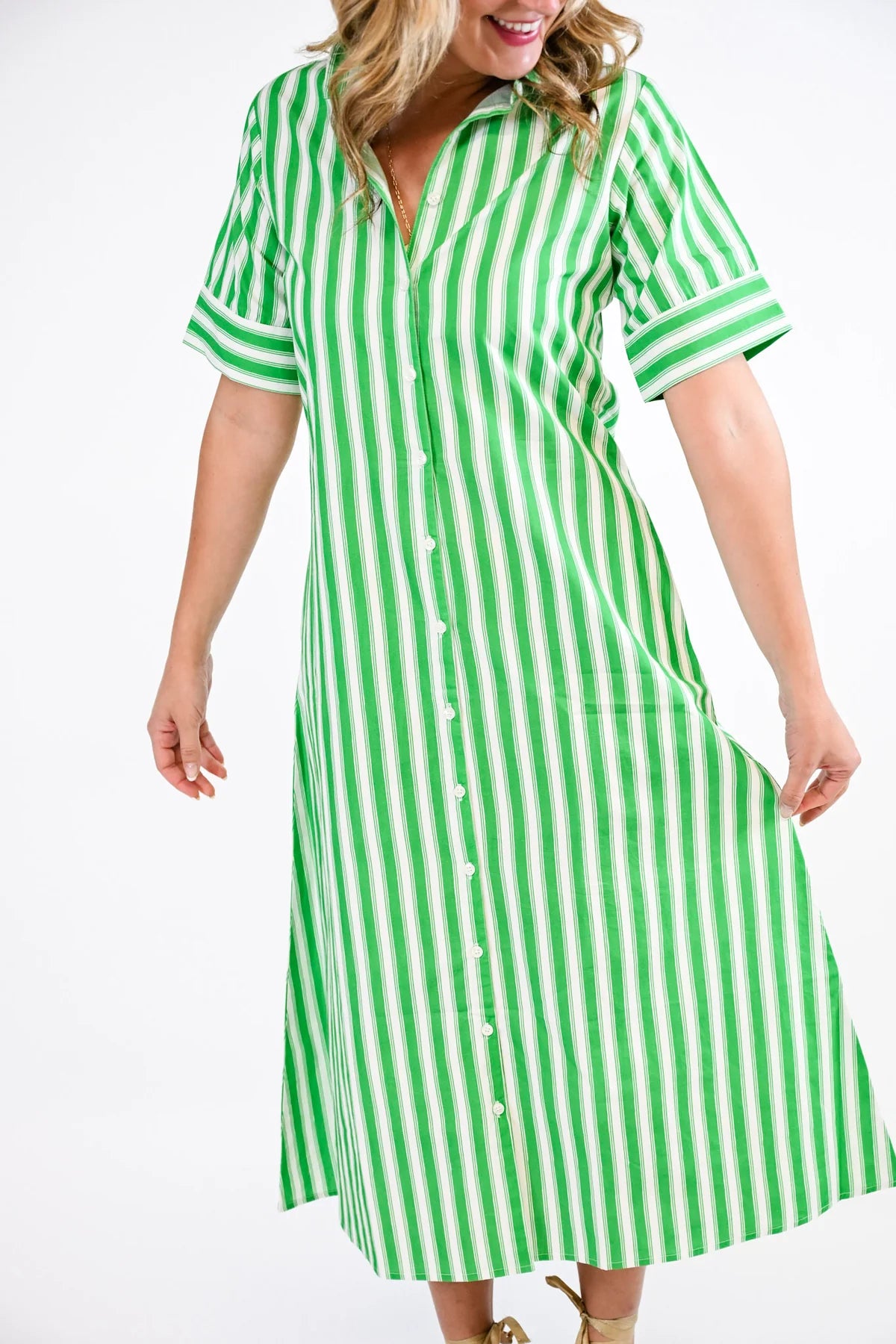 Iris Maxi Shirt Dress- Emerald