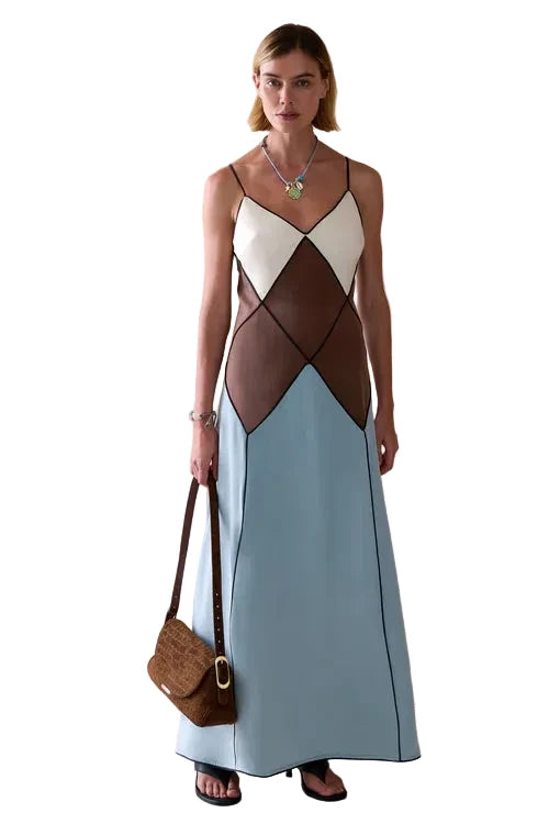 Harper Blockprint Dress-Mist