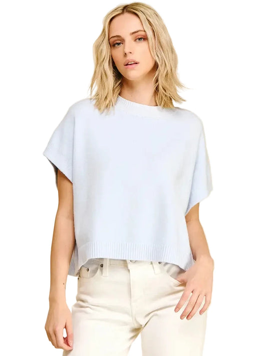Dropped Shoulder Sweater- Light Blue