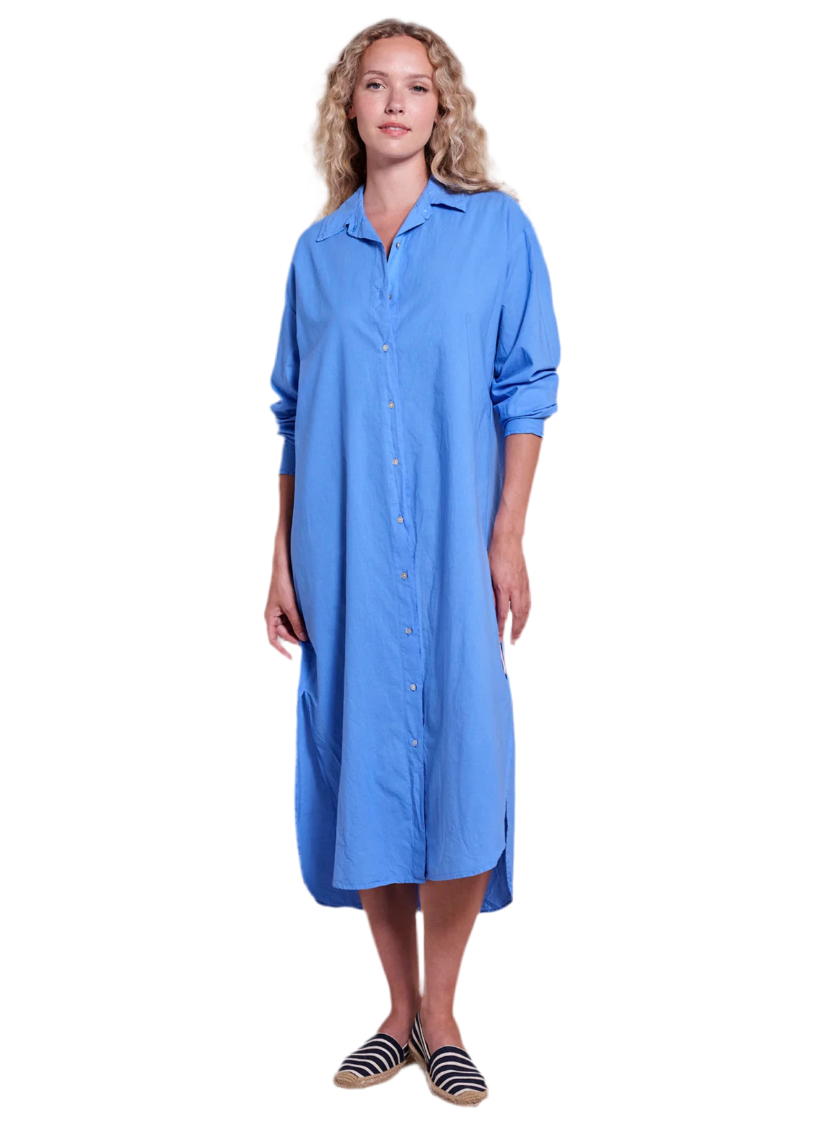 Midi Easy Shirt Dress- Lagoon Blue