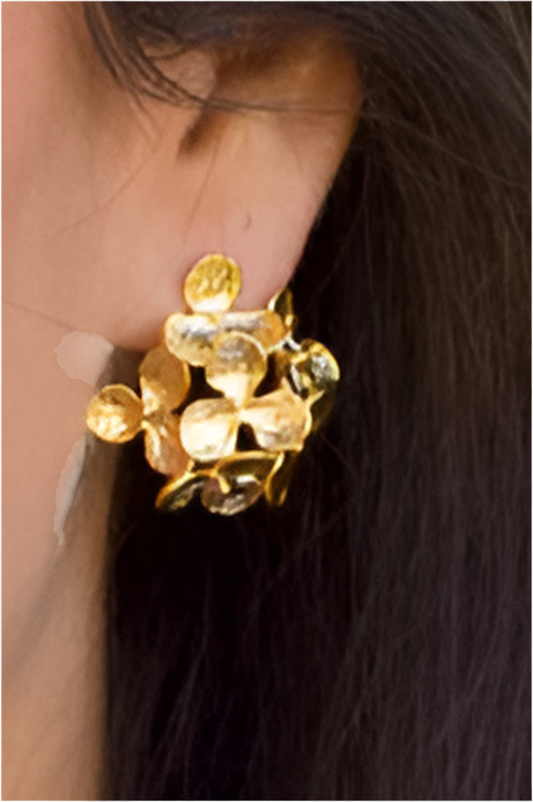 Eva Floral Stuf Earring- Gold