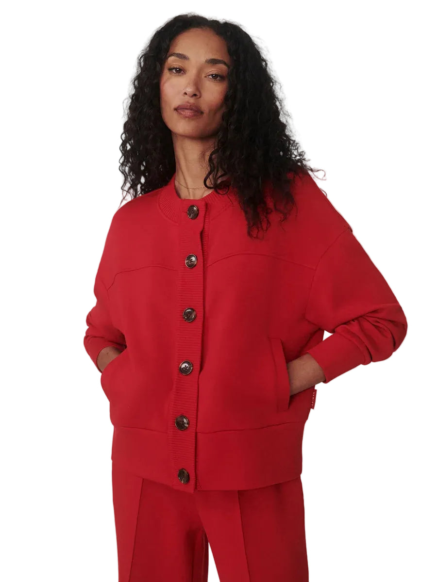 Olwen Button Front Sweater- Red Marl