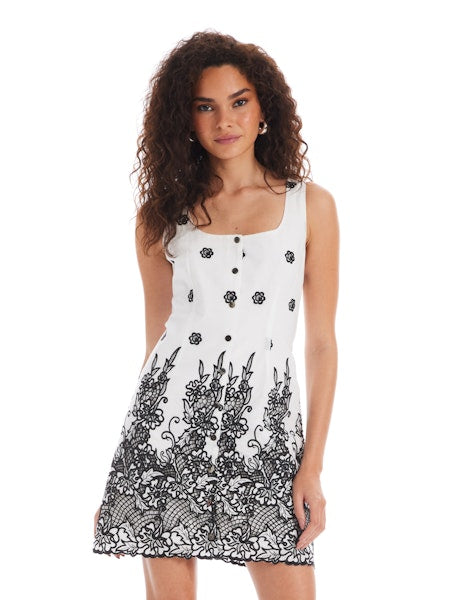Renee Mini Dress- White/Black