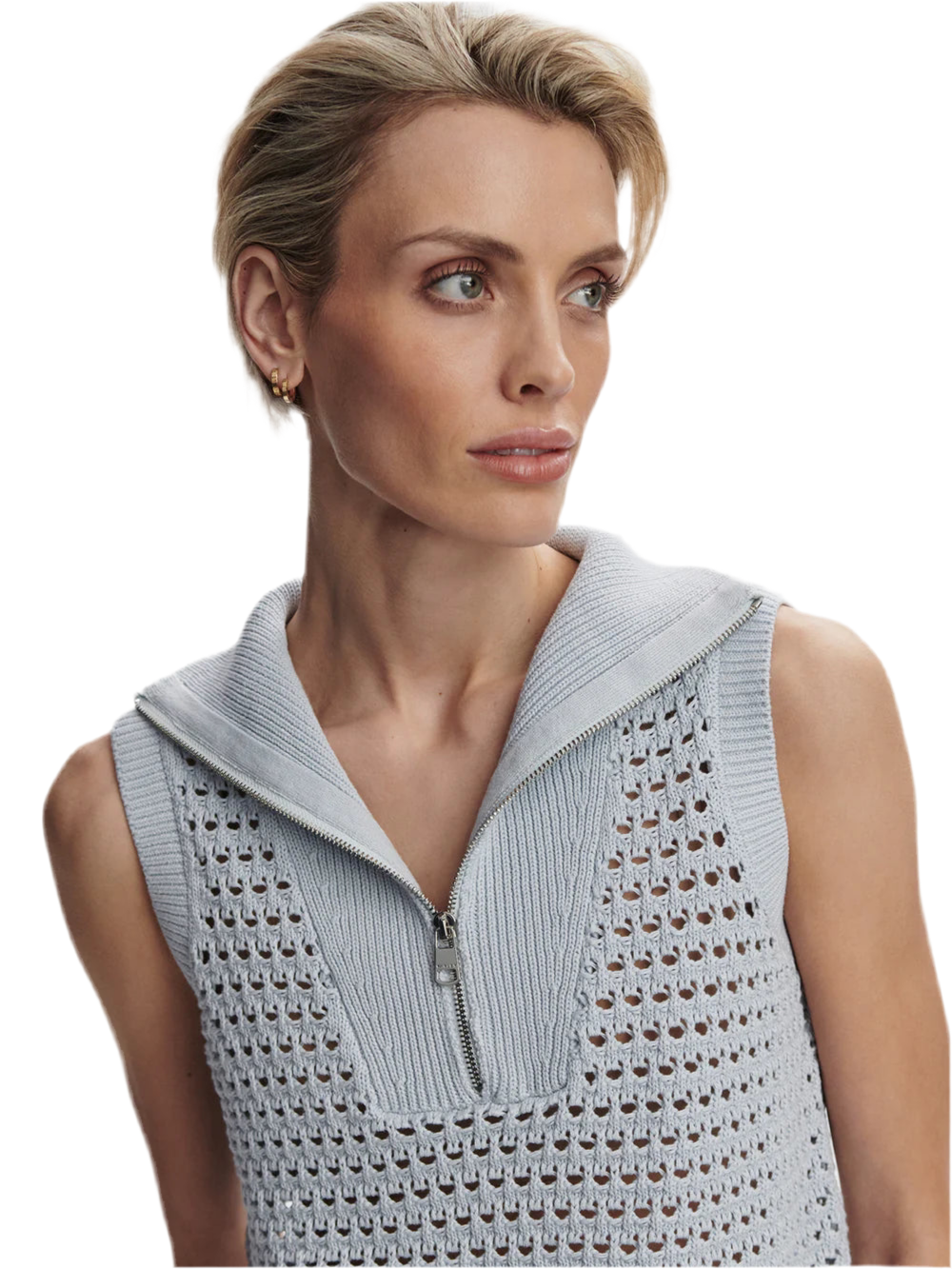 Bains Half Zip Tank- Blue