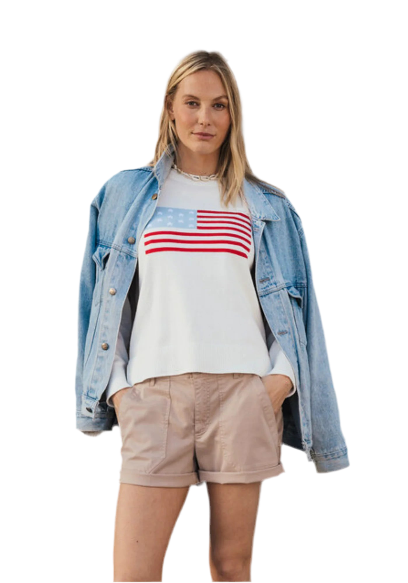 Flag Sweater- White