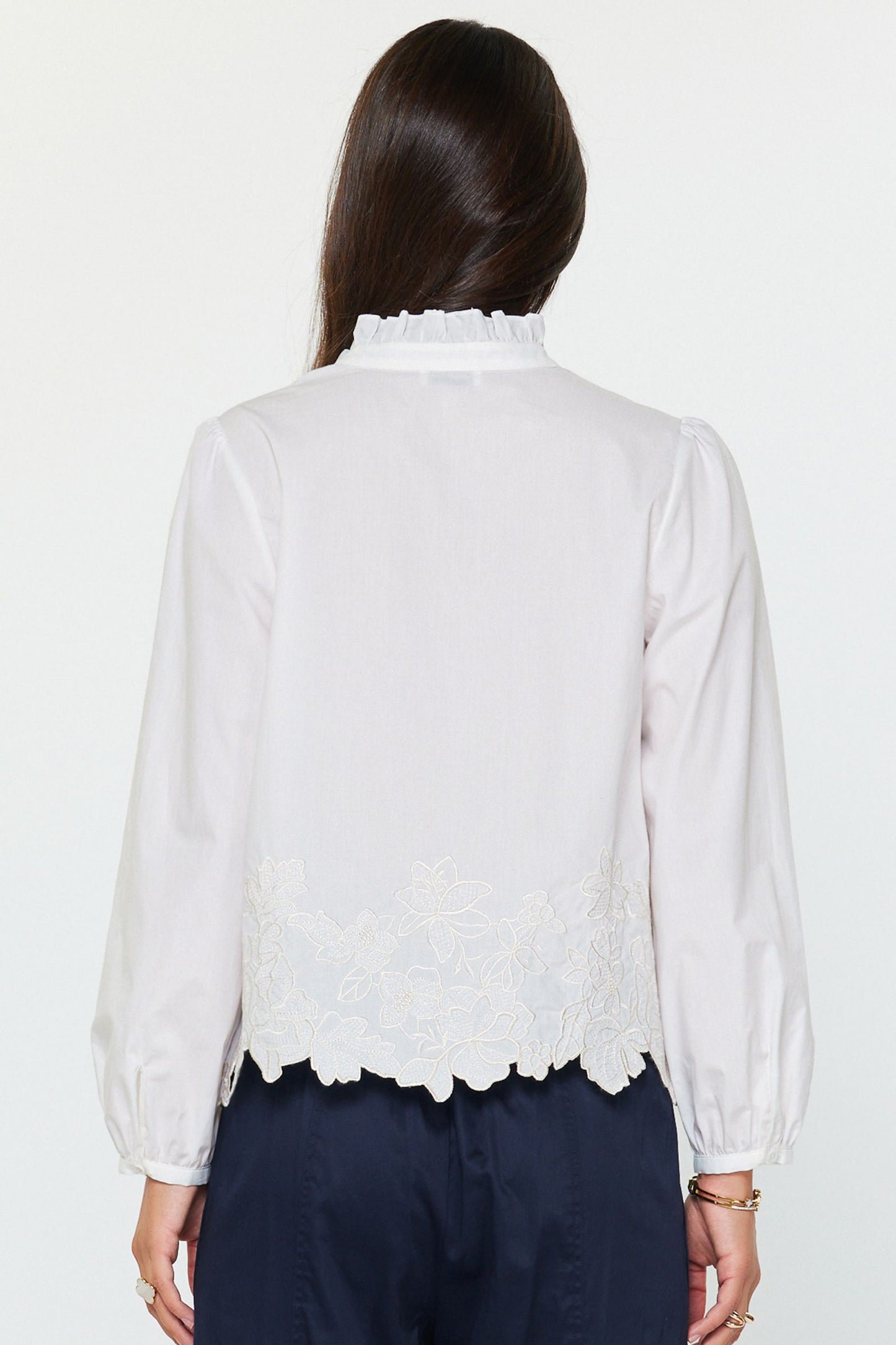 Embroidered Poplin Blouse- White