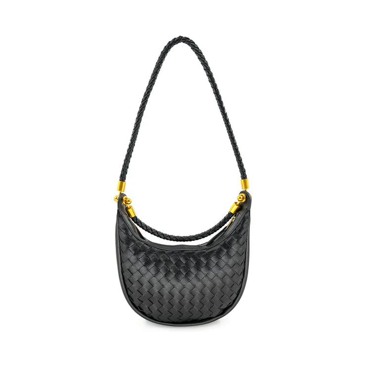 Mini Woven Hobo Bag- Black
