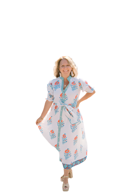 Kiawah Button Down Maxi- Poppy Red