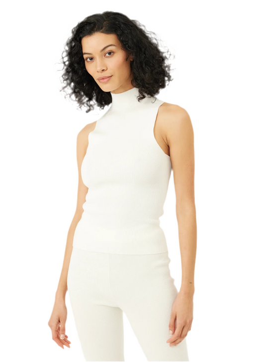 Ruby Sleeveless Mockneck Top- Chalk