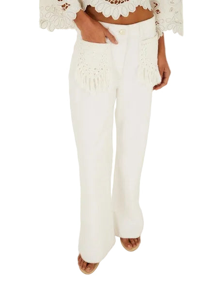 Twill Pant with Fringe Pockets