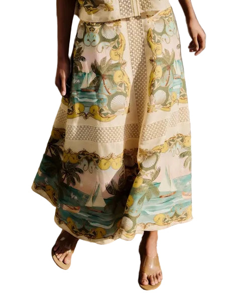 Royal Sea Crochet Midi Skirt- Multicolor