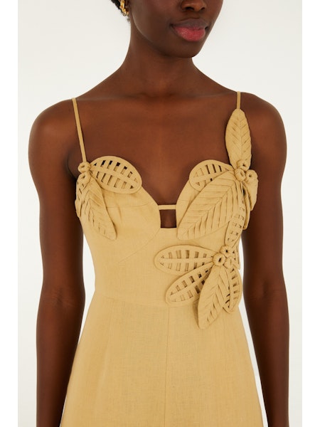 Flowered Jumpsuit- Sand
