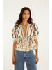 Equestrian Scarf Short Sleeve Blouse