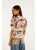 Equestrian Scarf Short Sleeve Blouse