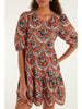 Victorian Floral Mini Dress- Terracotta