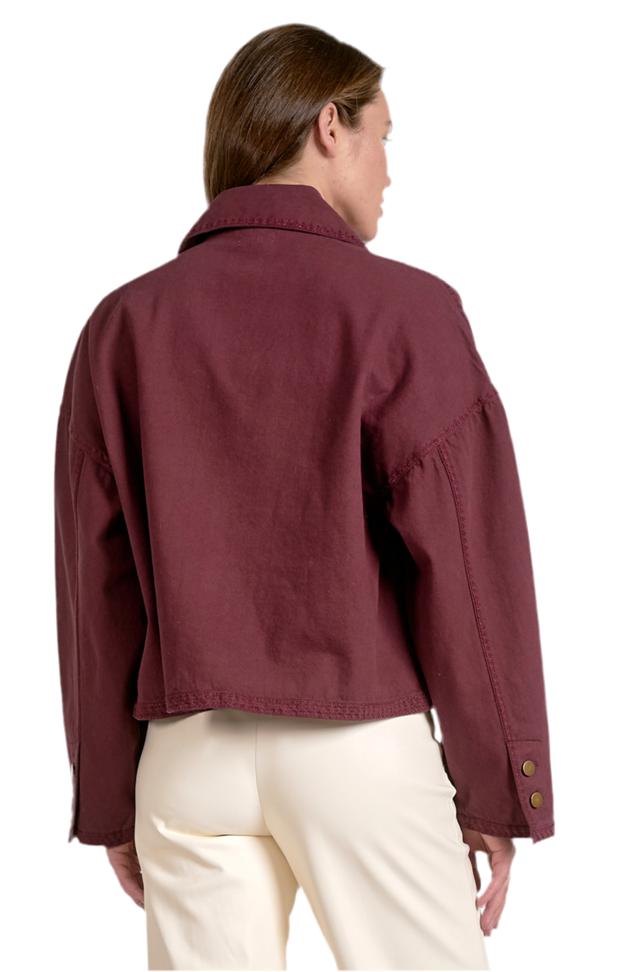 Button Down Swing Barn Jacket- Plum