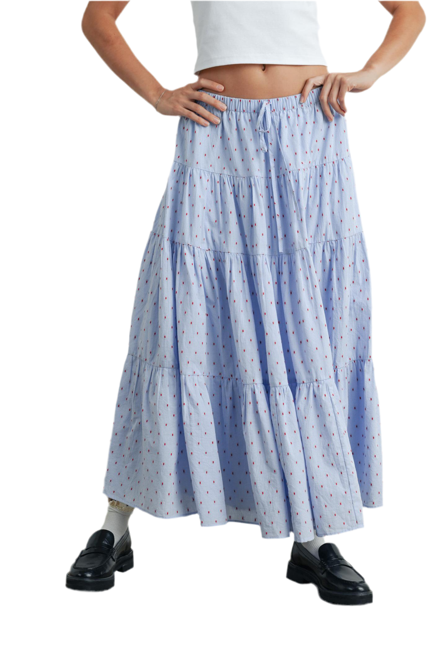Swiss Dot Maxi Skirt- Blue