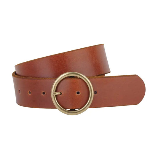 Wide Circle Buckle Belt- Tan