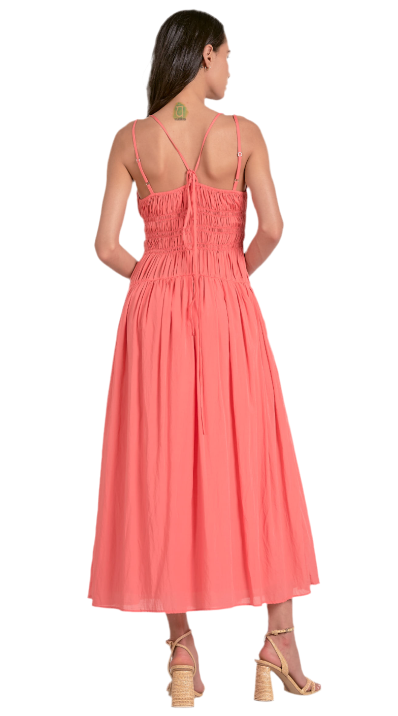 Strappy Tank Maxi Dress- Coral