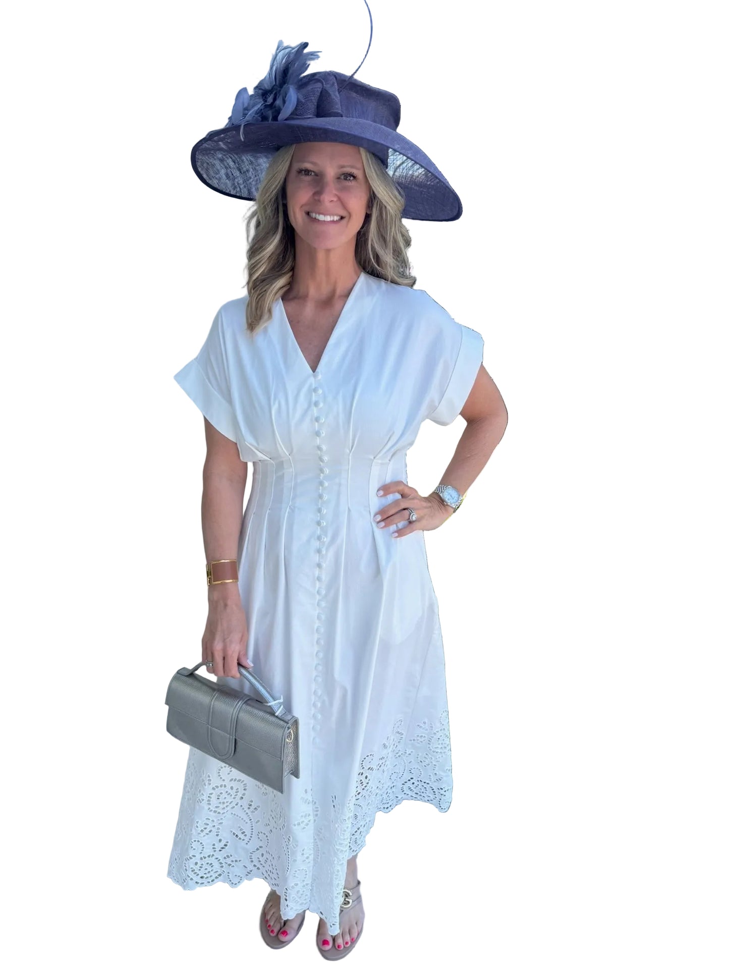 Emrick button down Midi Dress- White