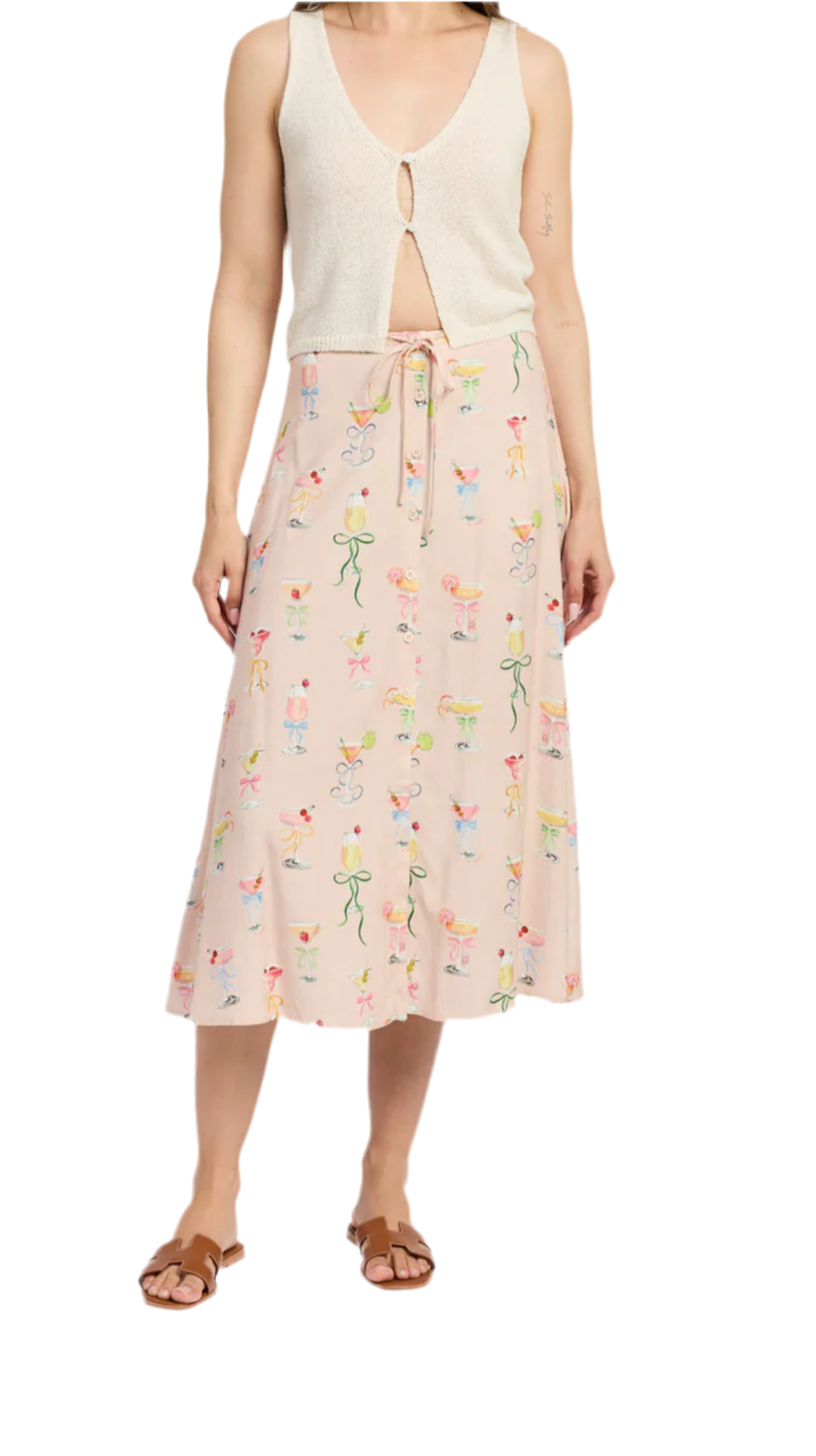 Mia Midi Skirt- Pink multi