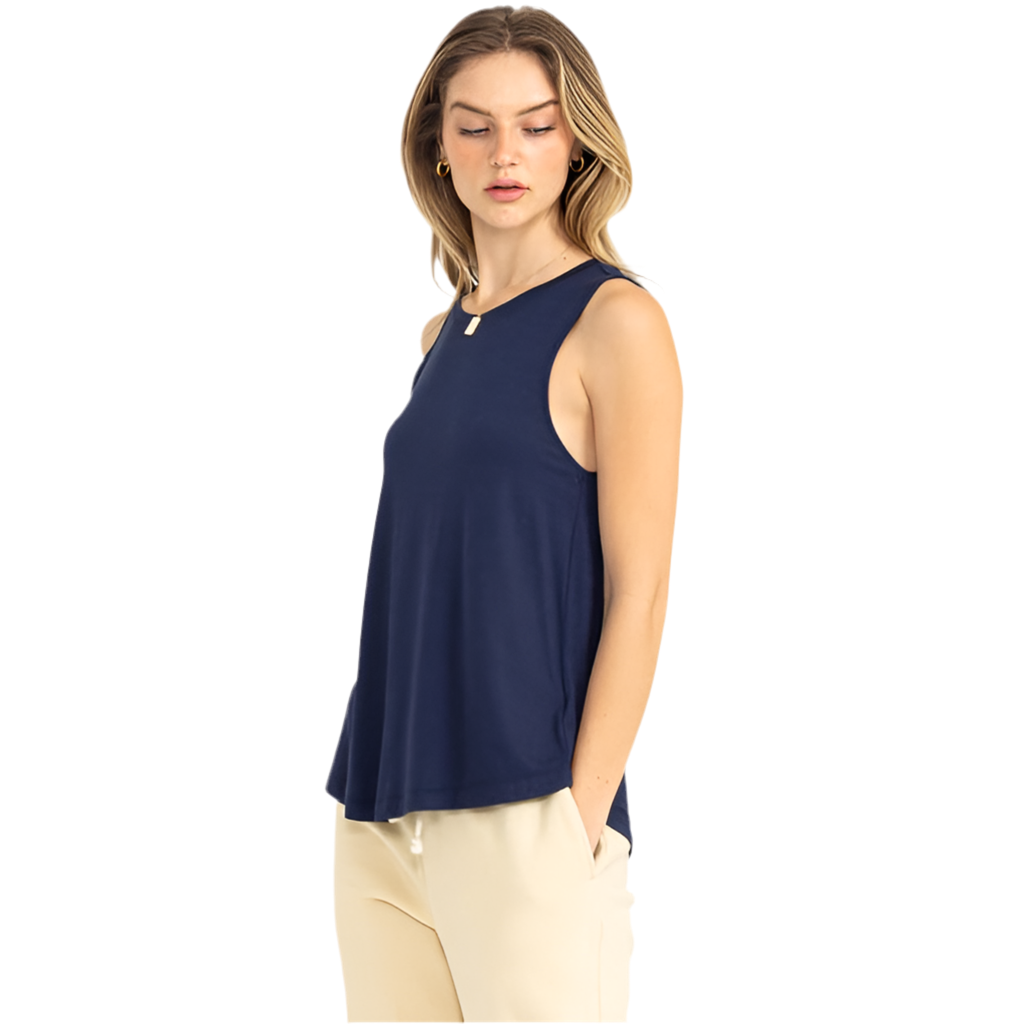Sleeveless Highneck Tank- Dark Night