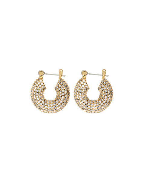 Pave Mini Donut Hoops- gold