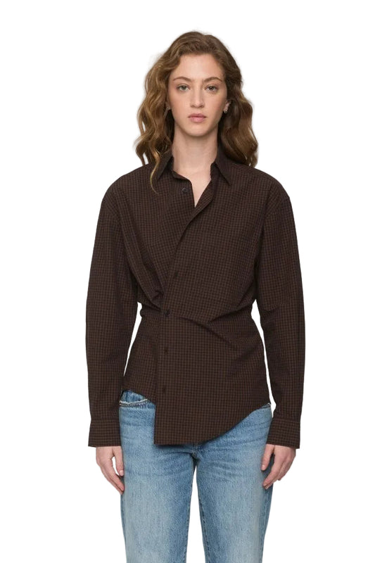 Mila Long Sleeve Button Drop Wrap Top- Hot Toddy