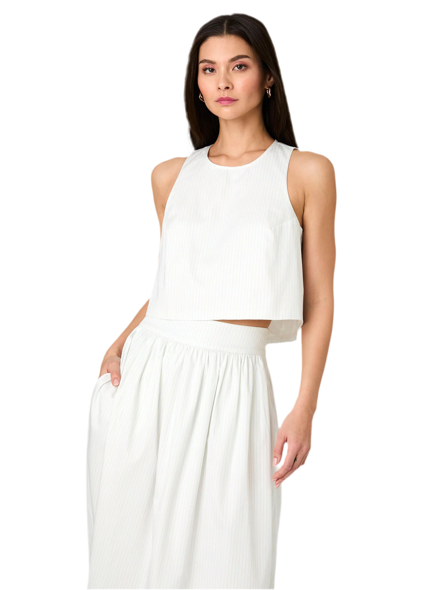 Pinstripe Poplin Shell Top