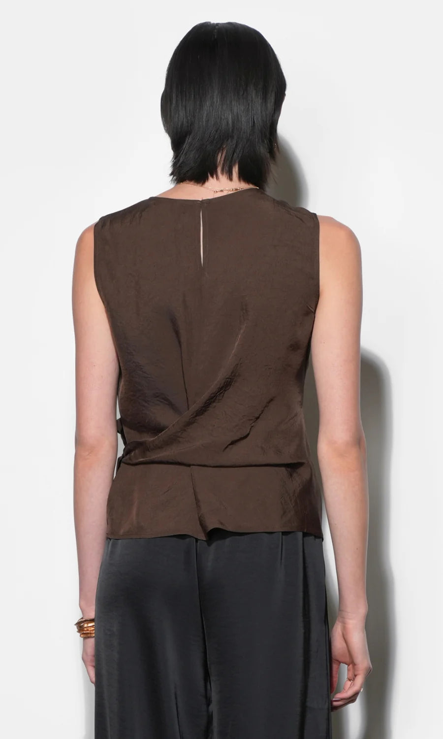 Lola Side Tie Blouse- Brown