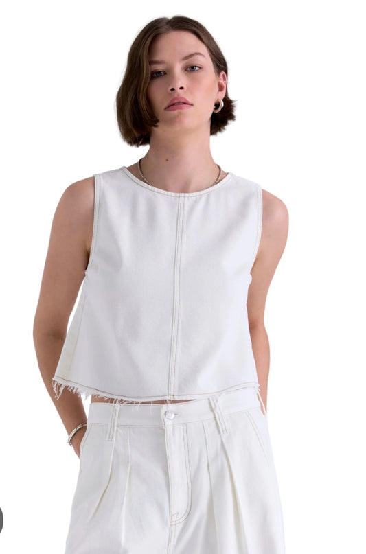 Rue Swing Denim Top- Off White