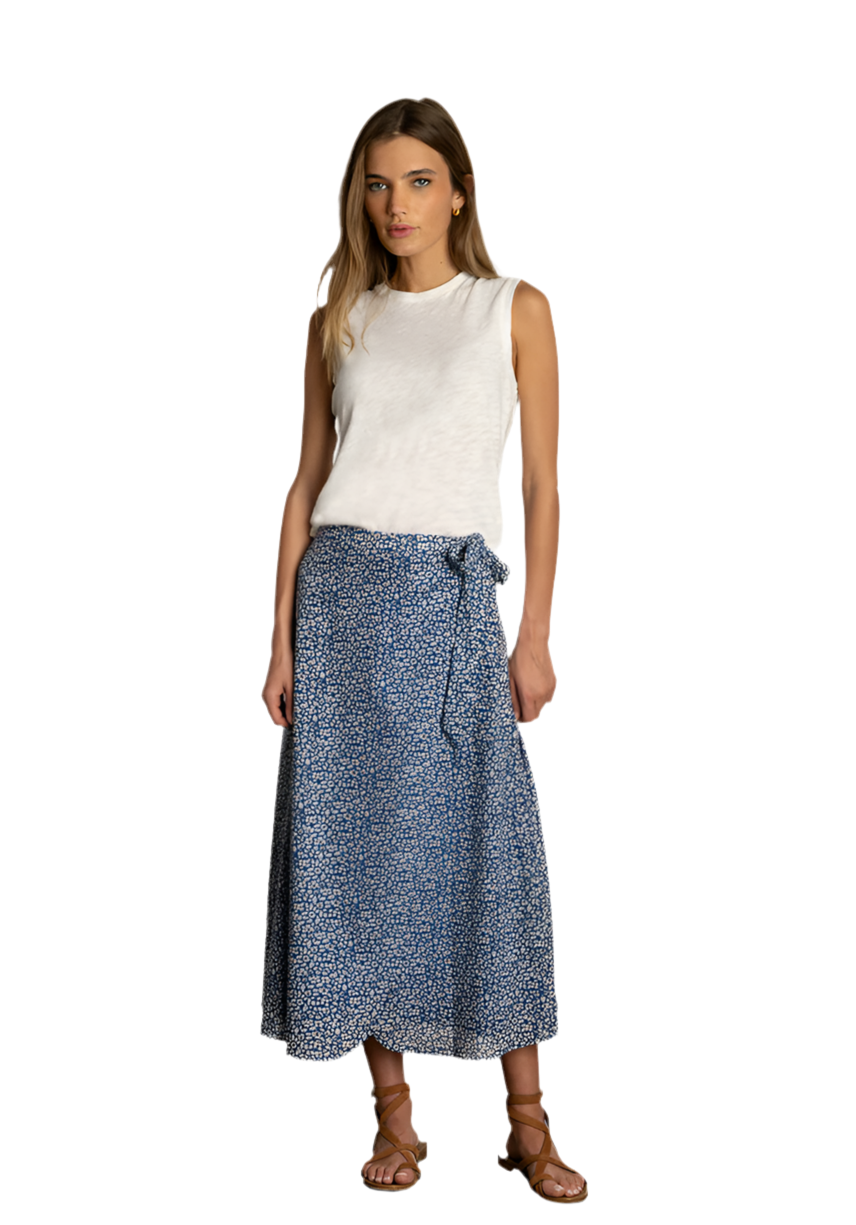 Side Tie Skirt- Blue