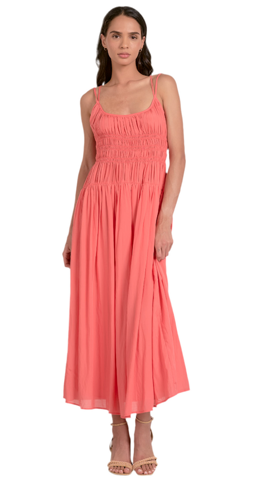 Strappy Tank Maxi Dress- Coral