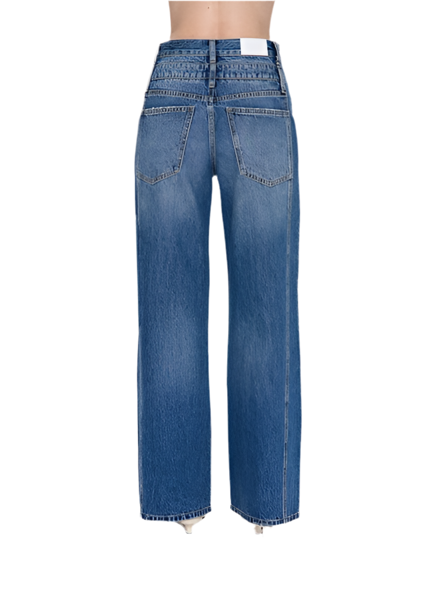 Caleb High Rise Stacked Jean- Echo