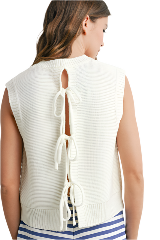 Sleeveless Knit Top with Tie back