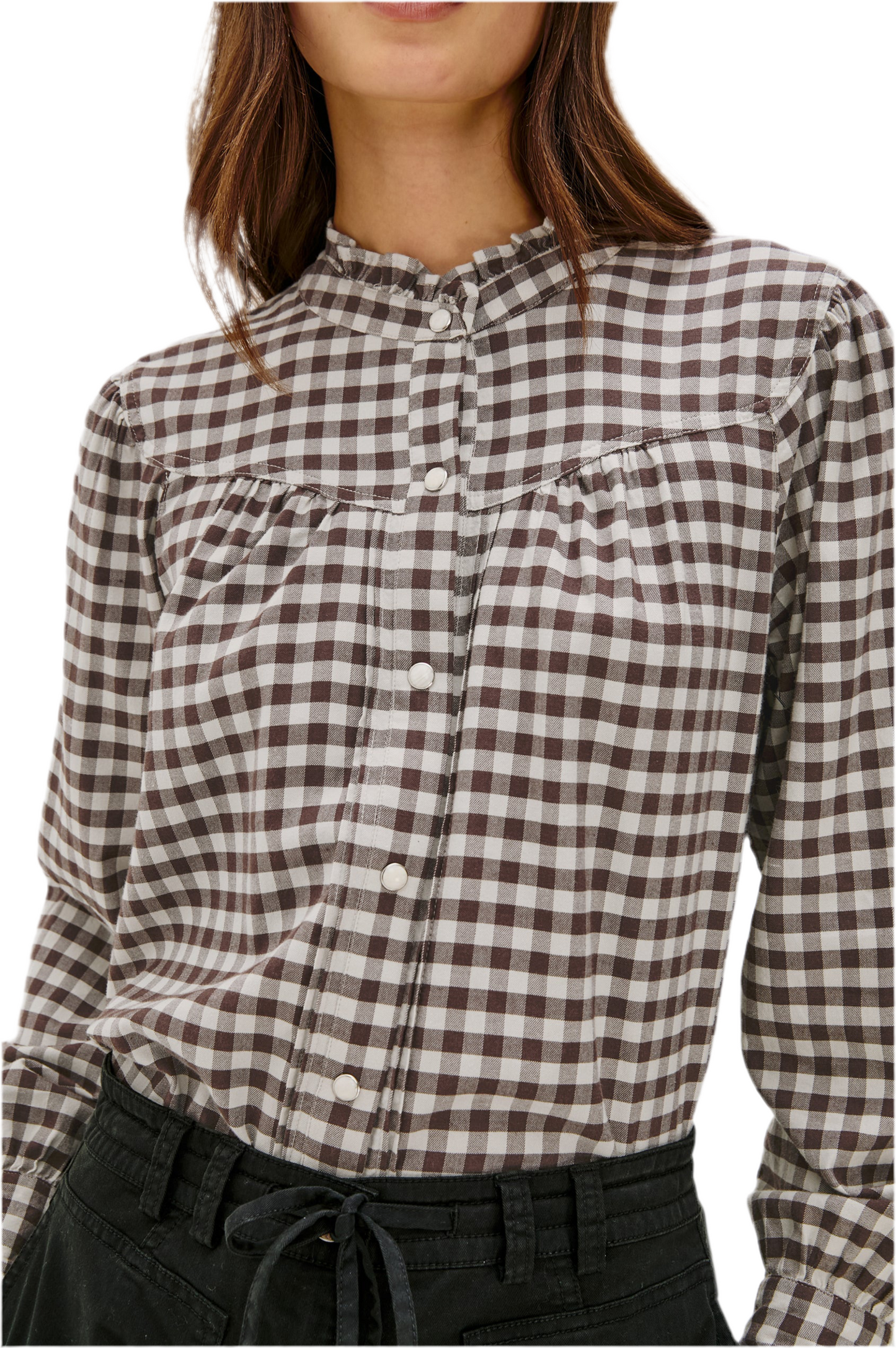 Alanna Checkered Top- Chocolate Chip