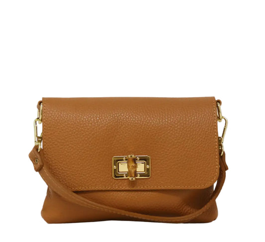 Bamboo Lock Clasp Crossbody- Camel