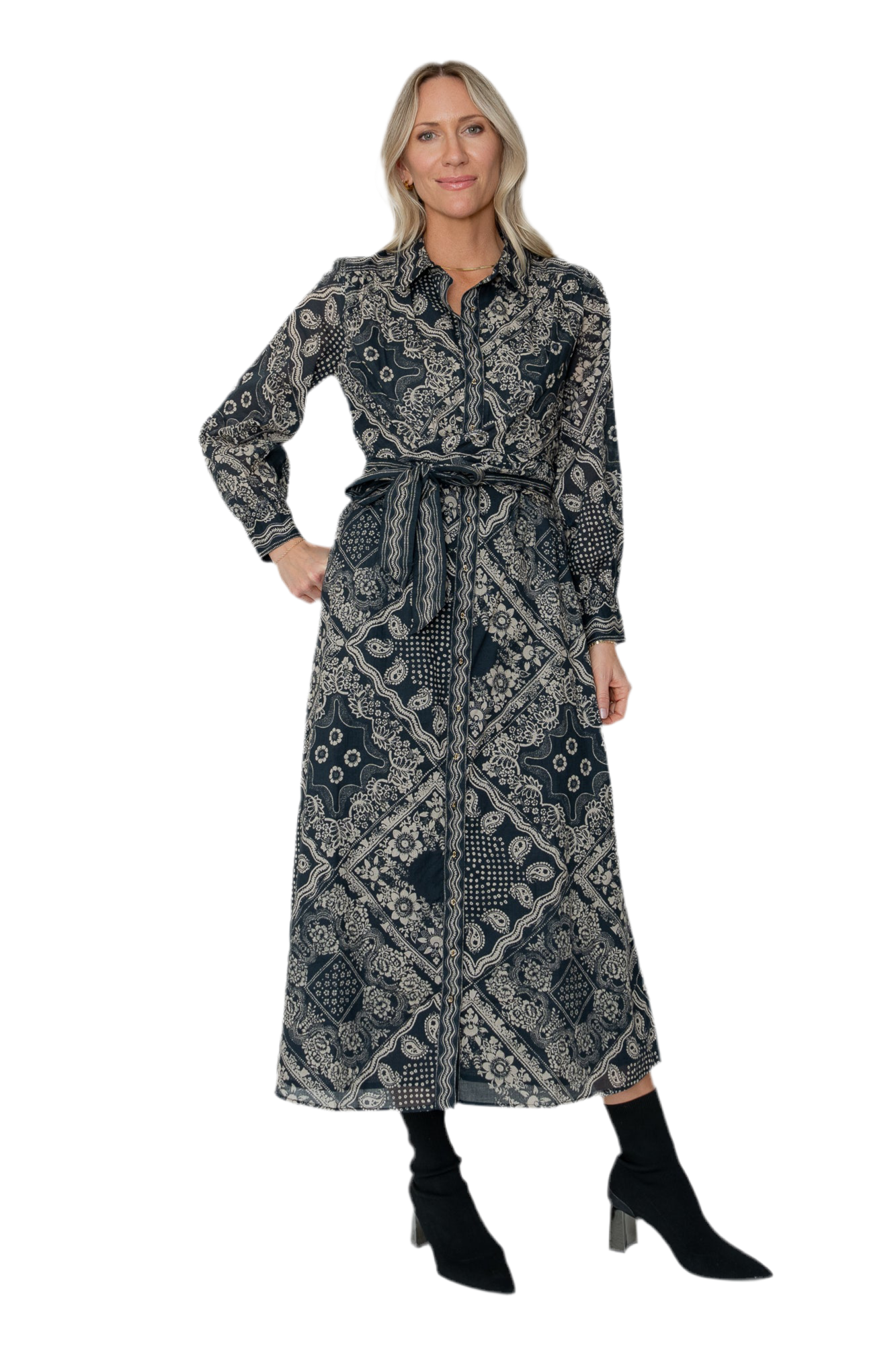 Nadine Midi Dress- Elise Scarf Print