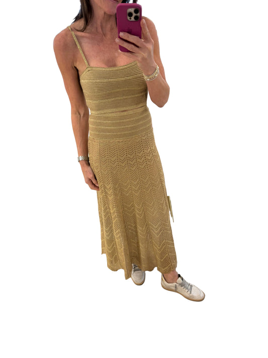 Knit Lurex maxi Skirt- Gold